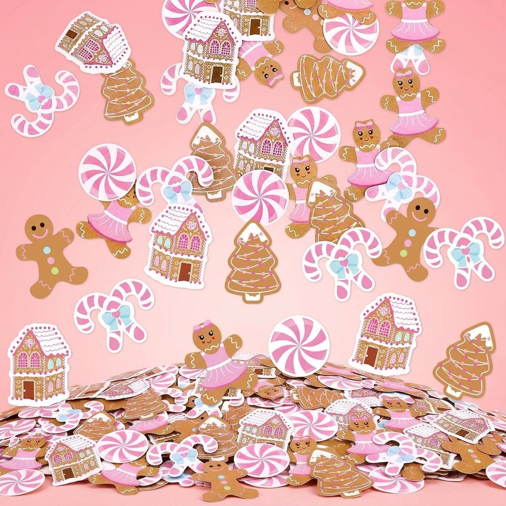 Papercraft Supply Confetti - 330 Adet Pembe Zencefilli Kurabiye Noel