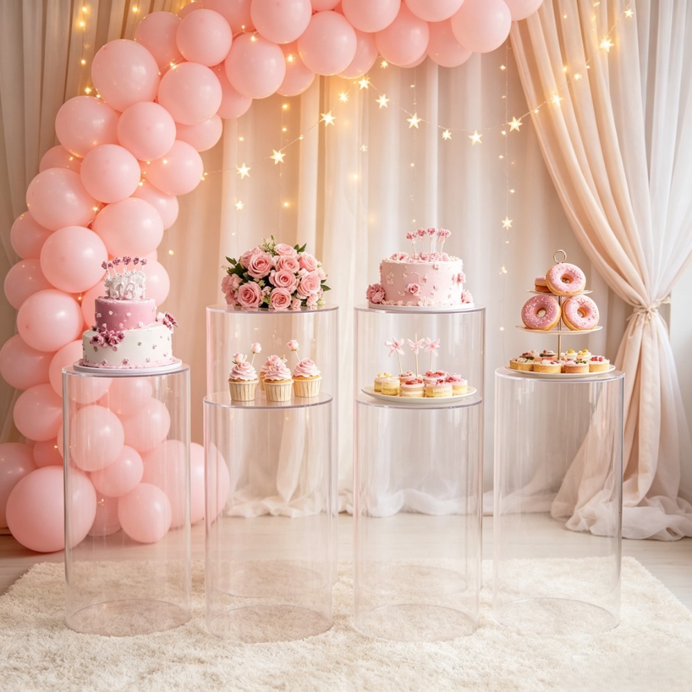 3/5 Adet Beyaz Silindir Kaide  - Dessert Table Backdrop incelemesi ve fiyatı