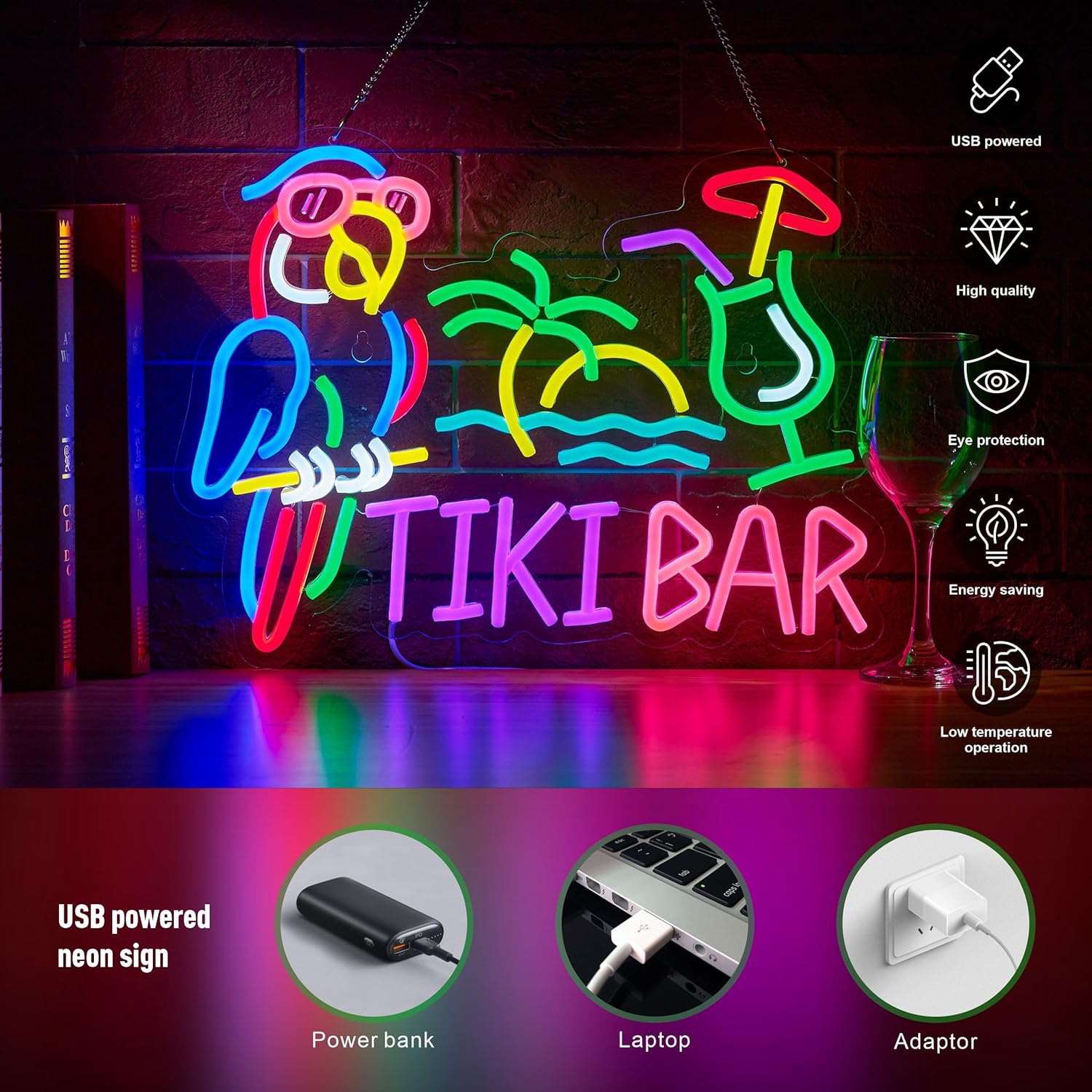 Tiki Bar Papağan Palmiye Ağacı - Neon Sign Party incelemesi ve fiyatı
